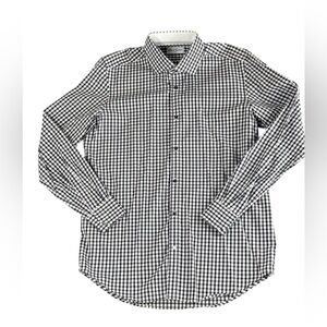 Robert Graham Mens Dress Shirt 41 or M-L 16 Neck Purple Black Check Long Sleeve